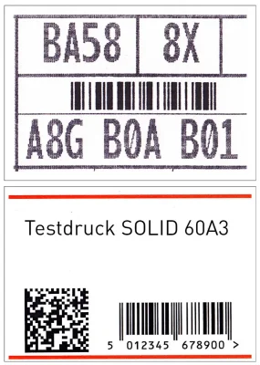 Gegenüberstellung Druckqualität Lineprinter zum SOLID 60A3