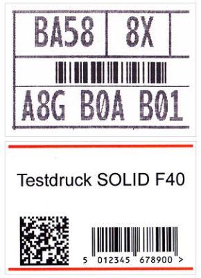 Gegenüberstellung Druckqualität Lineprinter zum SOLID F40